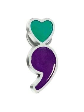 Project Semicolon Enamel Pin Mental Health Awareness Hope Gift NWT Green Purple